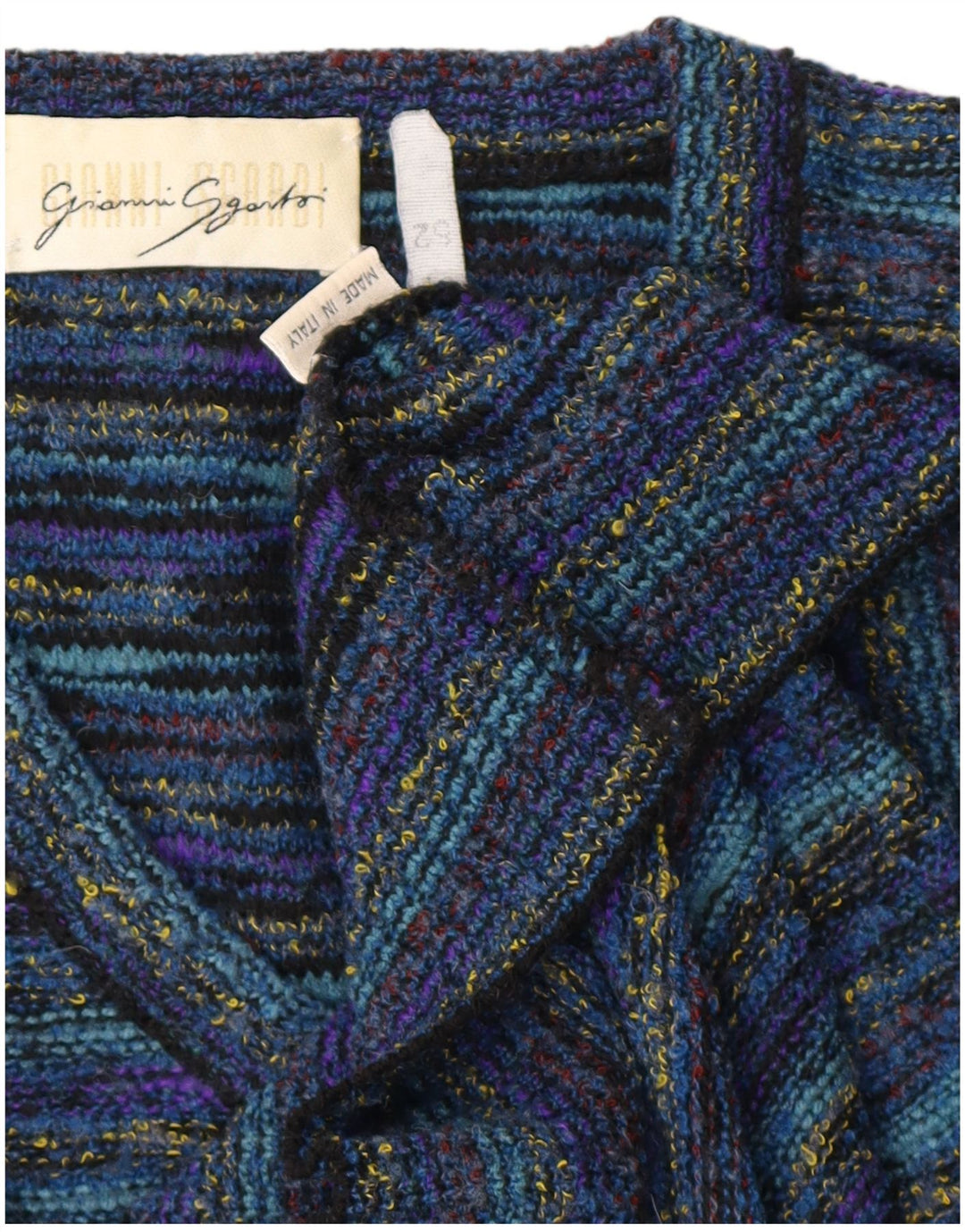 GIANNI SGARBI Jersey con cuello en V para hombre IT 52 Large Lana moteada azul