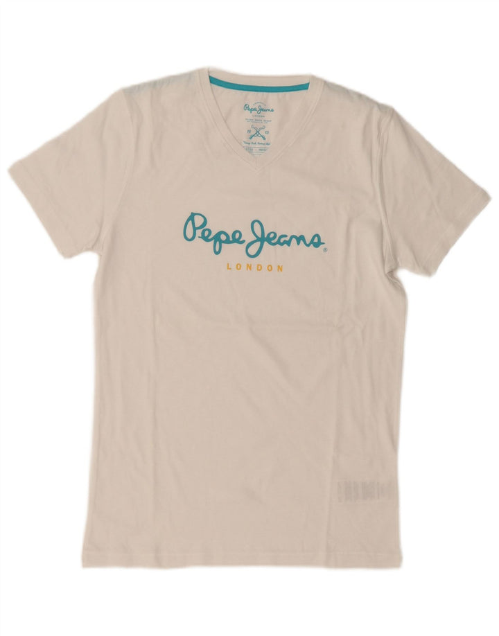 PEPE Jeans Camiseta gráfica para hombre Top Medium White Cotton