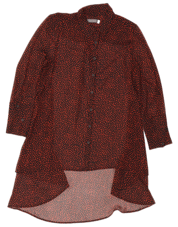 MINT VELVET Vestido camisero de manga larga para mujer UK 42 Mediano Negro Manchado