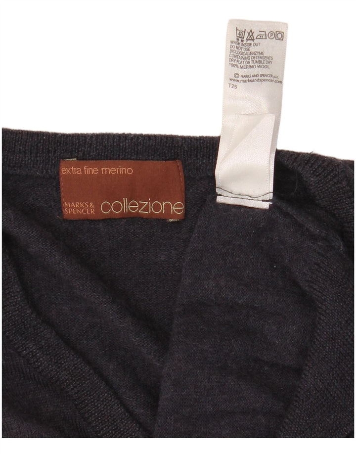 Marks & Spencer Chaleco para hombre Camiseta sin mangas XL Lana merino azul marino