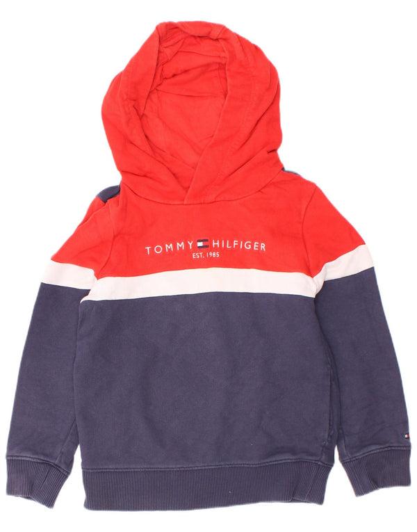 Tommy Hilfiger Jersey con capucha y estampado gráfico para niños de 3 a 4 años, color azul marino
