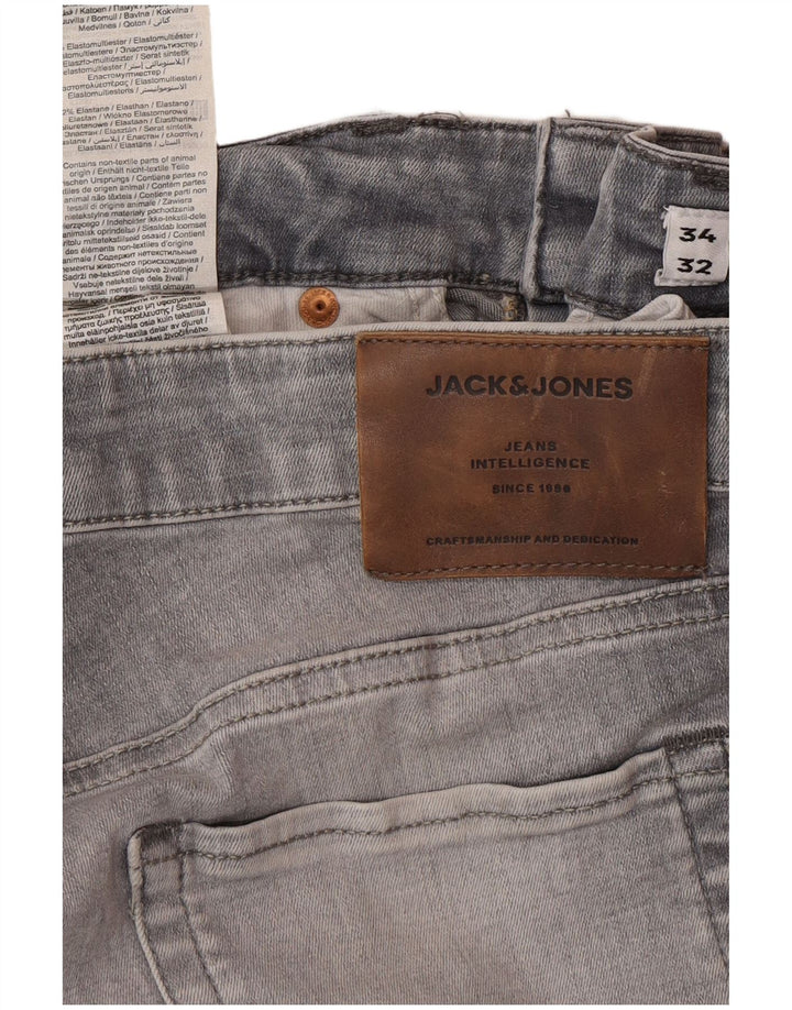JACK & JONES Vaqueros ajustados para hombre W34 L32 Algodón gris