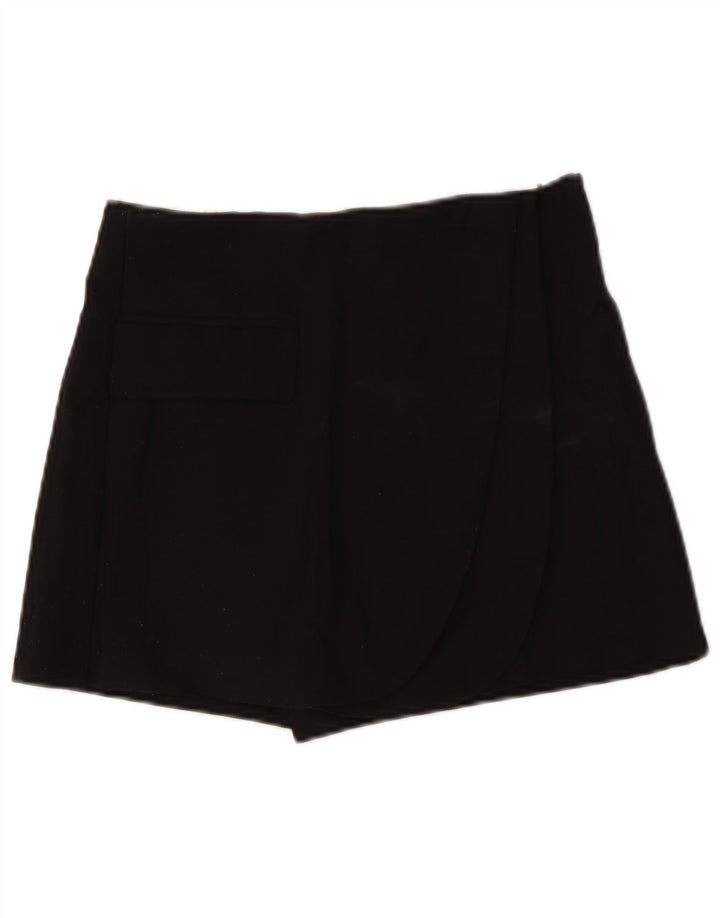 Zara Mujer Shorts Casuales Pequeño W26 Poliéster Negro