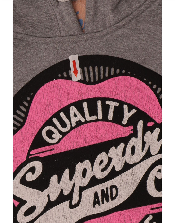 Superdry Jersey con capucha gráfica para mujer Reino Unido 46 Poliéster gris grande