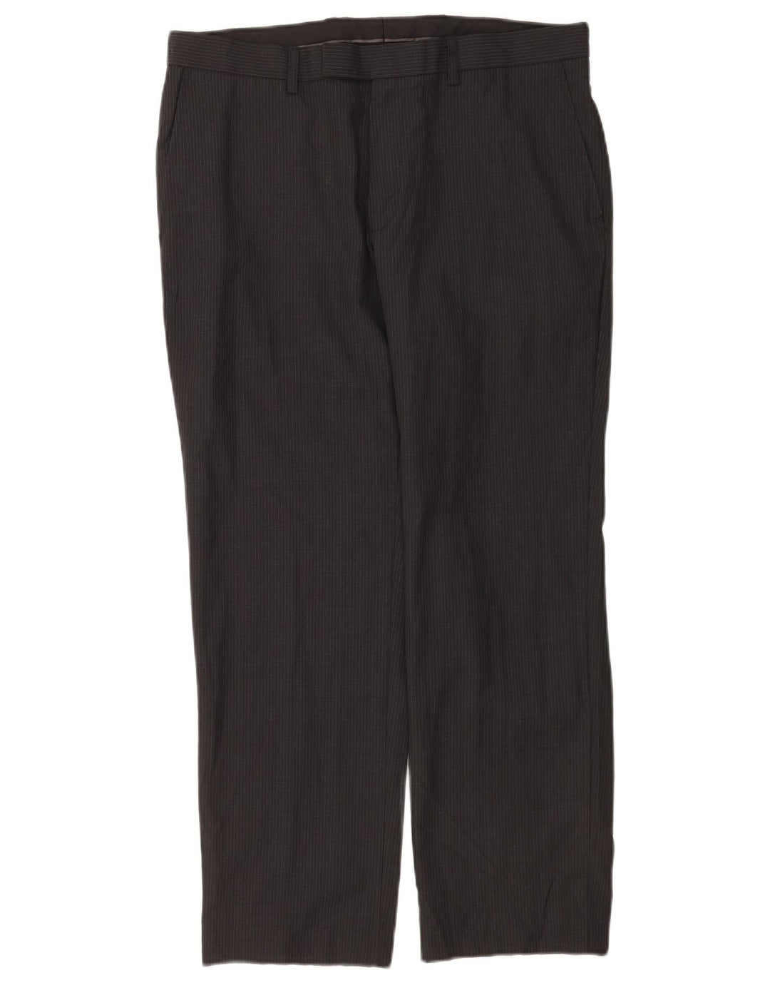 Marks & Spencer Pantalones informales de corte regular para hombre W34 L29 Lana a rayas grises