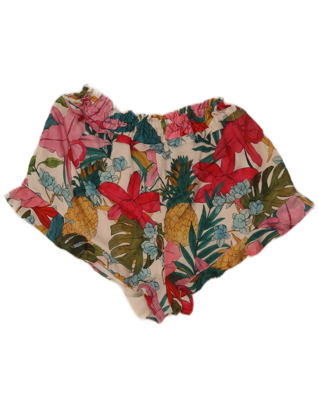 Zara Mujer Shorts Large W32 Poliéster Floral Multicolor