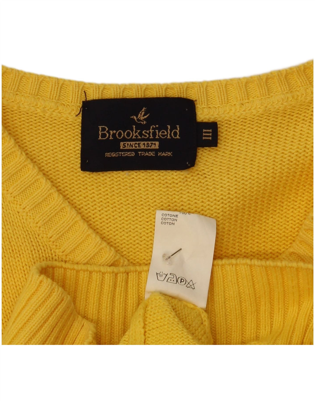 Brooksfield Jersey con cuello en V para hombre de algodón amarillo medio