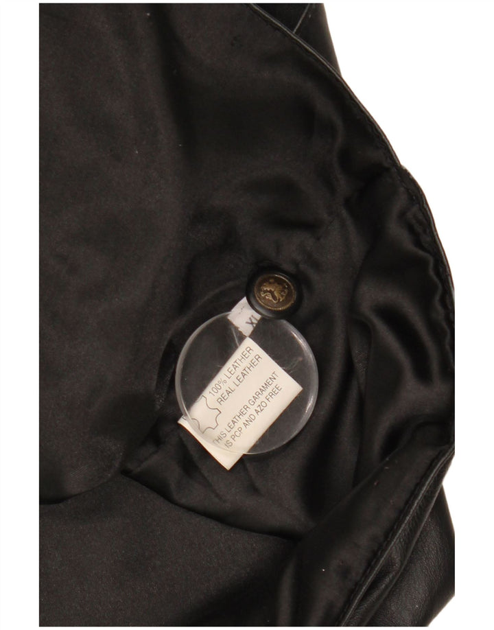 VINTAGE Chaleco de cuero para hombre XL Cuero negro