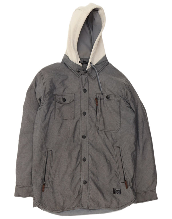 Nike Chaqueta cortavientos con capucha para hombre UK 36 Small Gris Colorblock Poliéster