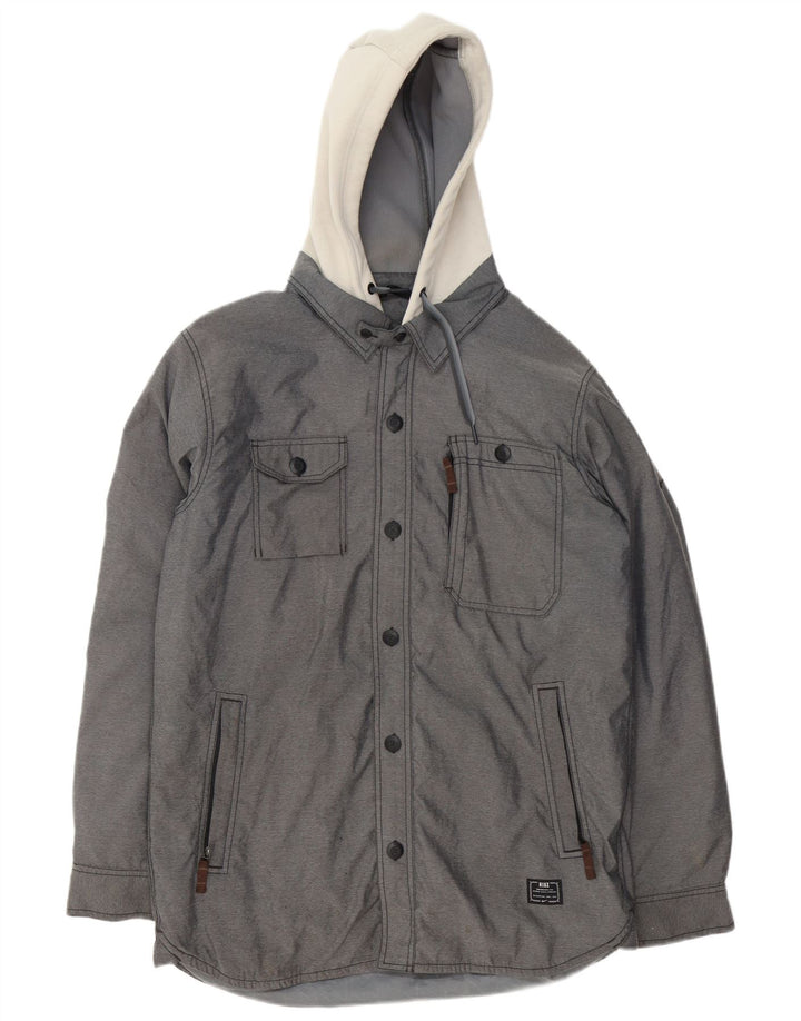 Nike Chaqueta cortavientos con capucha para hombre UK 36 Small Gris Colorblock Poliéster