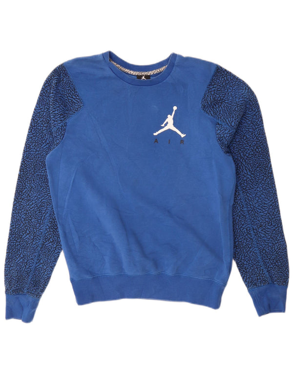Jordan Hombre Sudadera Con Estampado Abstracto Jersey Pequeño De Algodón Azul