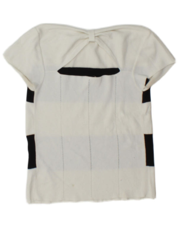 Emporio Armani Top corto con hombros descubiertos para mujer IT 42 Rayas blancas medianas