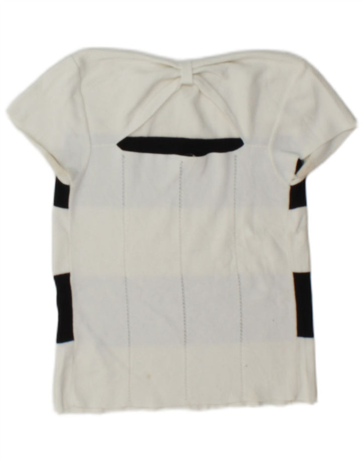 Emporio Armani Top corto con hombros descubiertos para mujer IT 42 Rayas blancas medianas