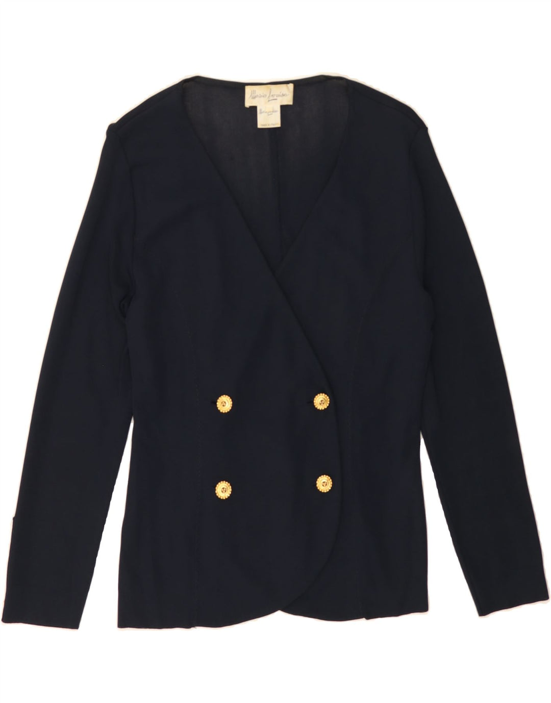 VINTAGE Womens Double Breasted Blazer Jacket IT 44 Medium Navy Blue Vintage Vintage and Second-Hand Vintage from Messina Hembry 