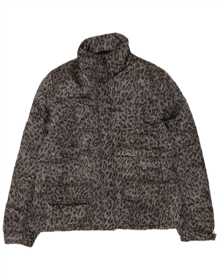 Zara Mujer Chaqueta Acolchada ES 40 XL Gris Animal Print Poliéster