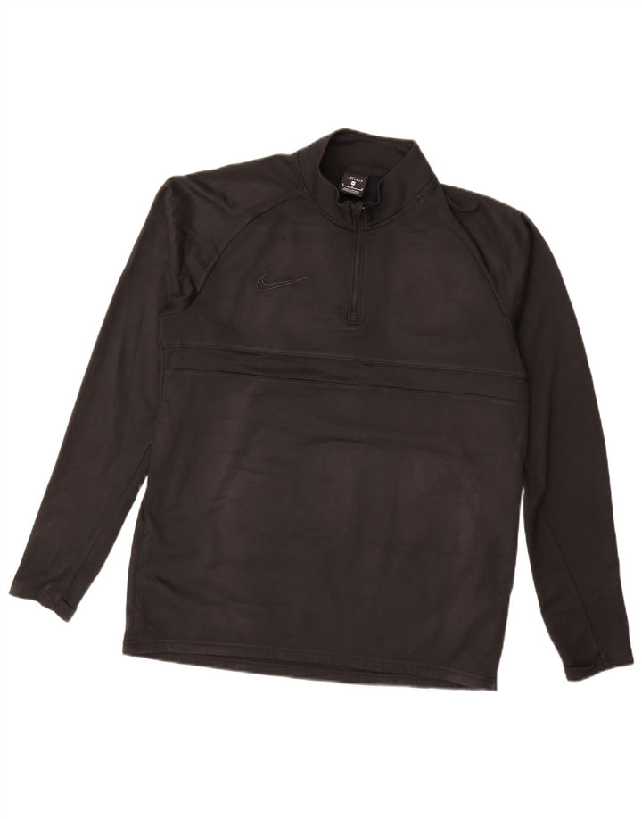 Nike Dri Fit - Sudadera con cuello y cremallera para hombre, talla mediana, poliéster negro
