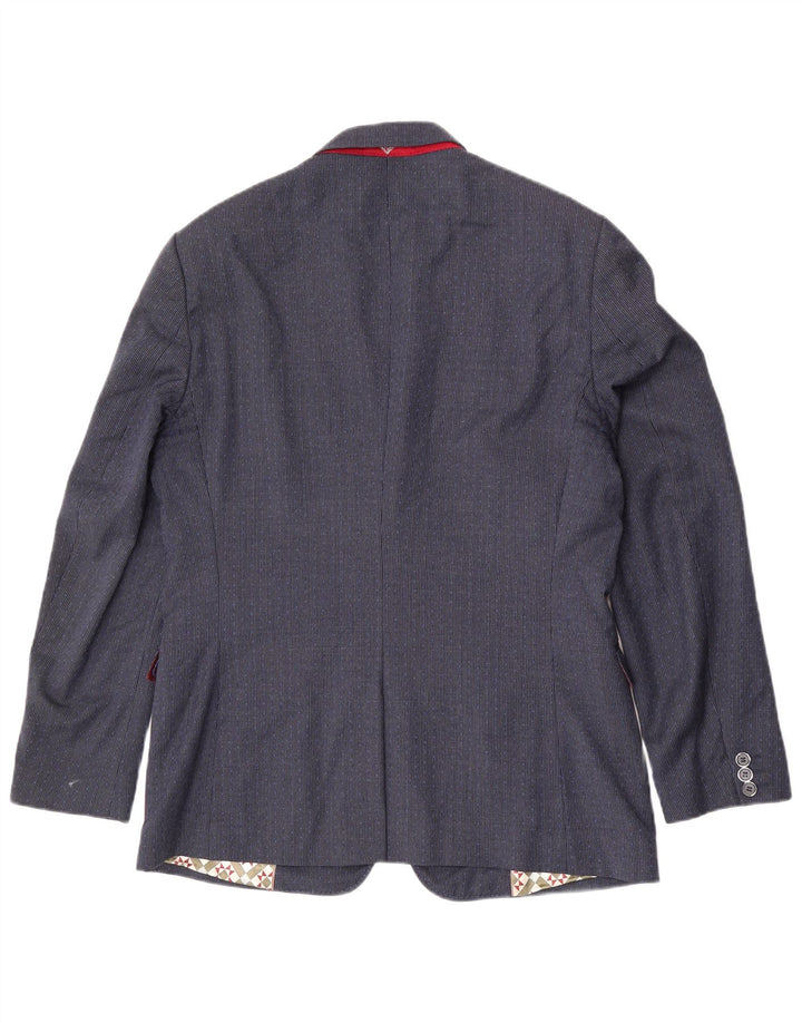 Ted Baker Chaqueta tipo blazer de 2 botones para hombre UK 42 XL Lana de pata de gallo azul marino