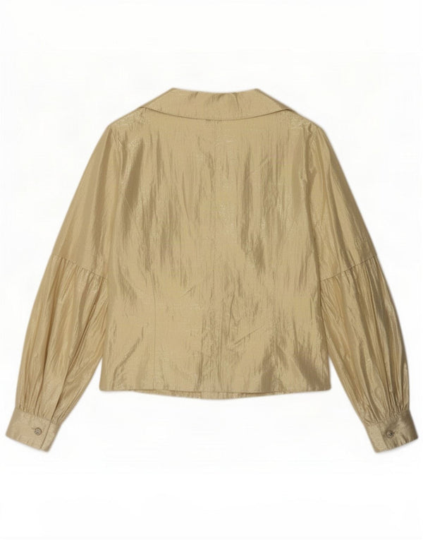 Caterina Blusa camisera de manga larga para mujer UK 44 Medium Gold