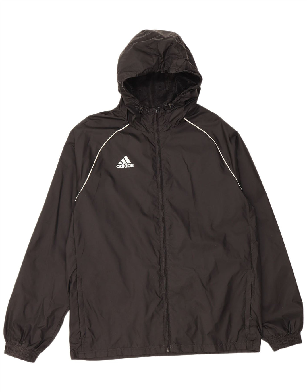 ADIDAS Mens Hooded Rain Jacket UK 40 Large Black Polyamide