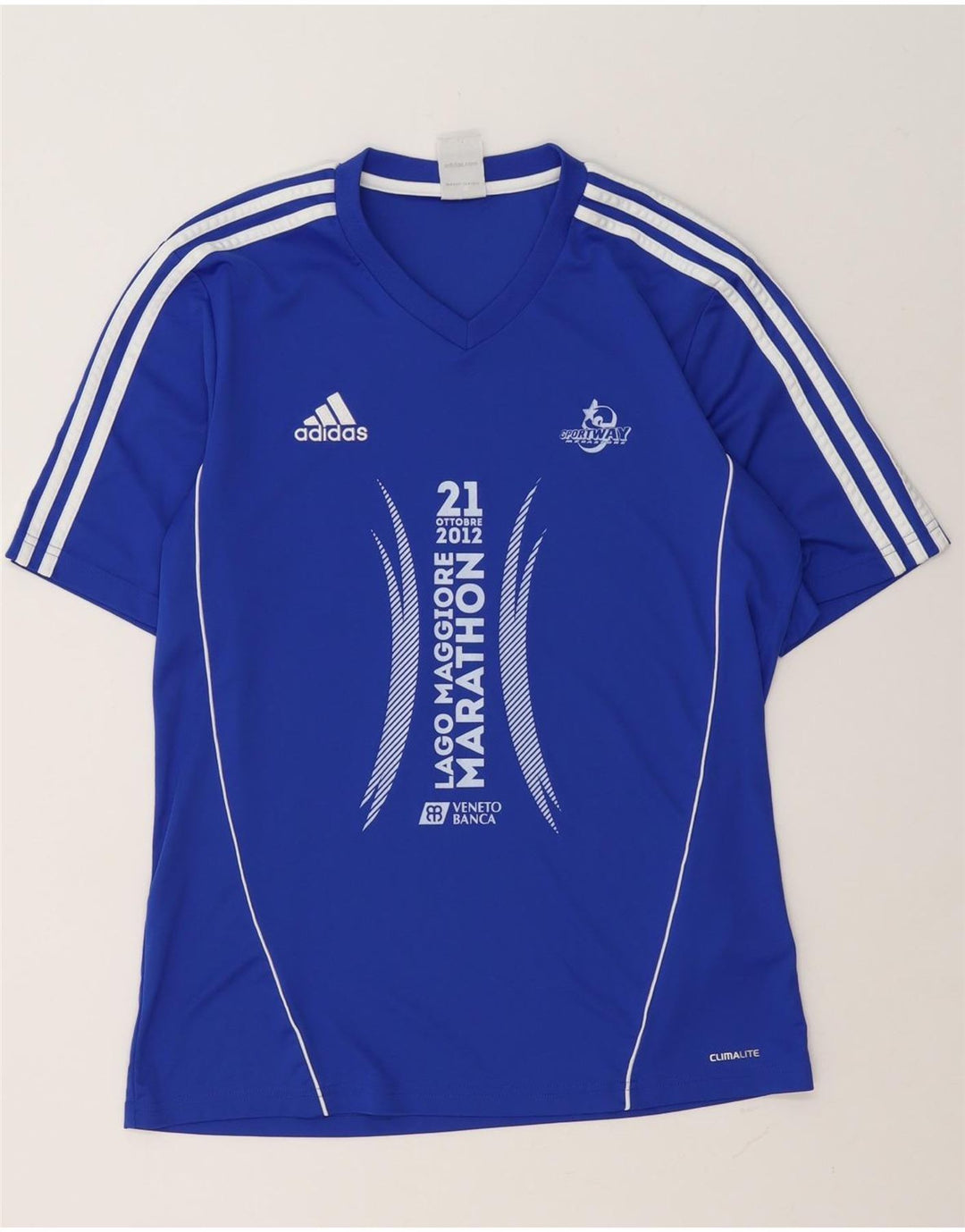 Adidas Hombres Climalite Graphic Camiseta Top Poliéster Azul Medio
