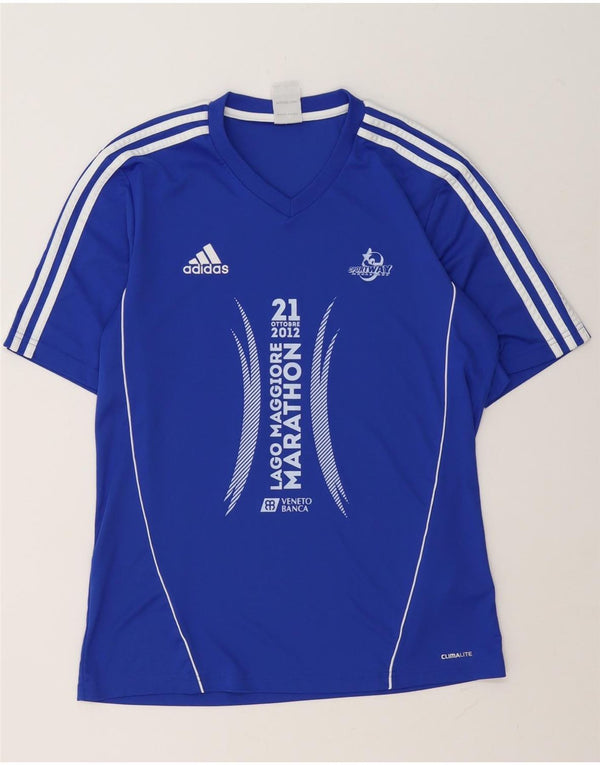 Adidas Hombres Climalite Graphic Camiseta Top Poliéster Azul Medio