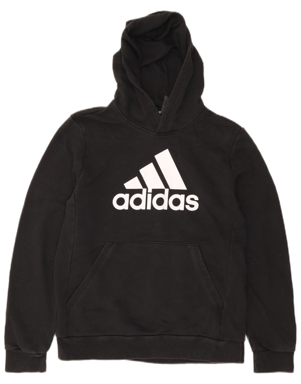 Adidas - Sudadera con capucha para niños, 13-14 años, algodón negro