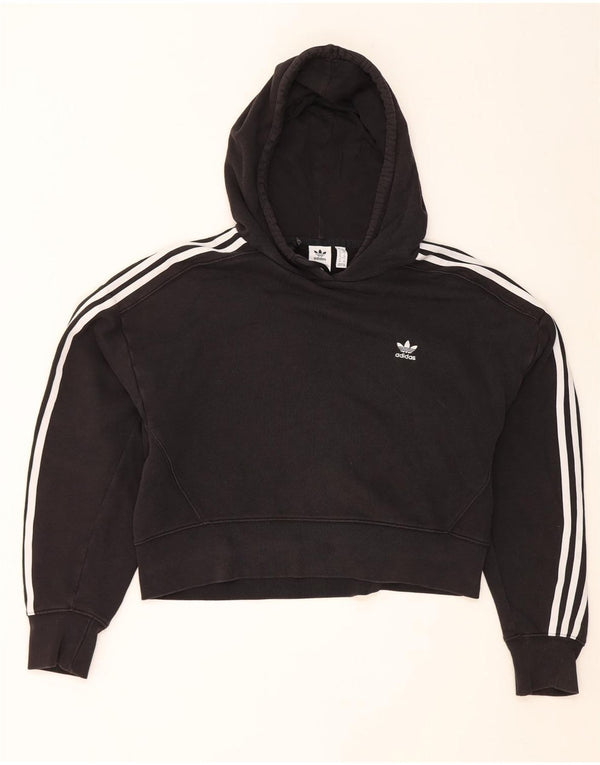 Adidas Mujer Crop Oversize Sudadera con capucha Jumper UK 10 Pequeño Algodón Negro