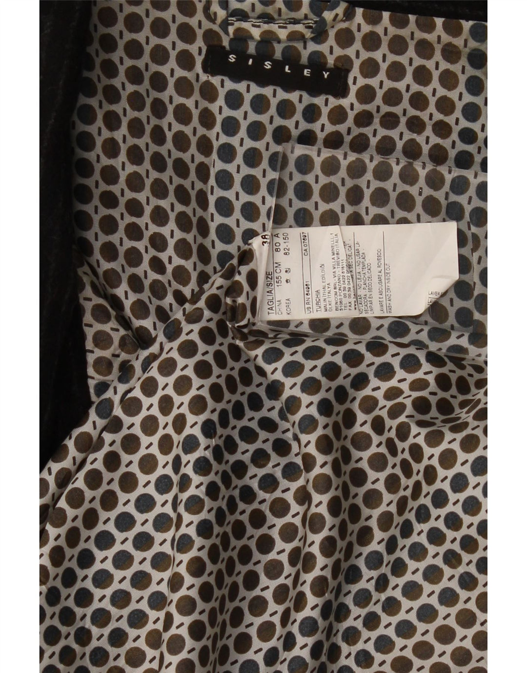 SISLEY Chaqueta tipo blazer abierta para mujer IT 38 XS Acetato de rayas negras