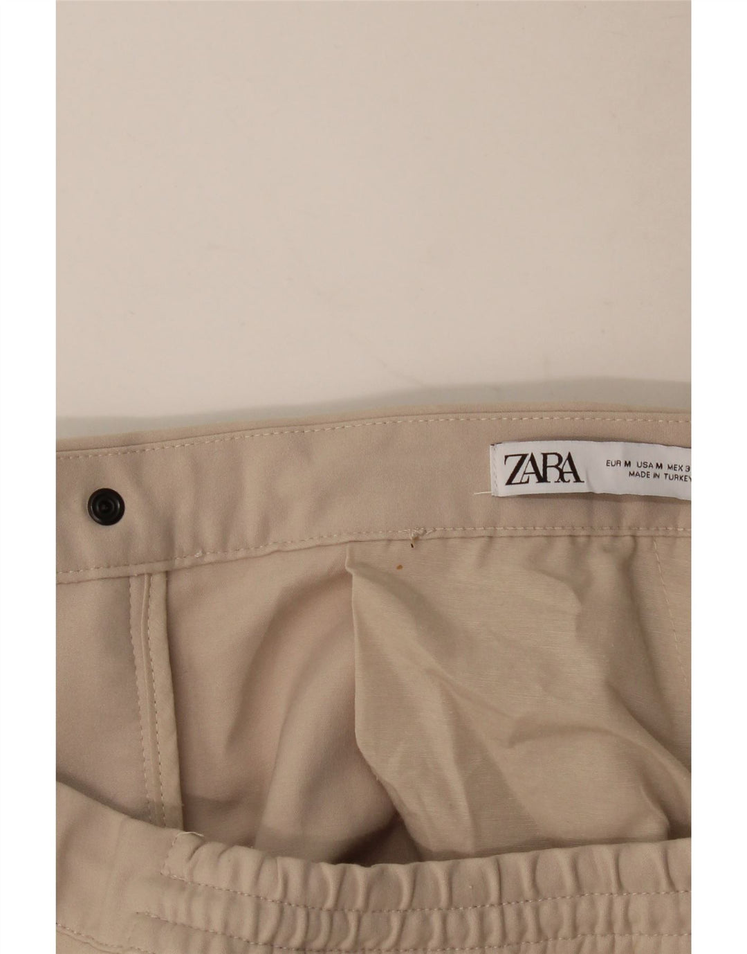 ZARA Hombre Joggers Chino Pantalón Mediano W32 L28 Poliéster Beige