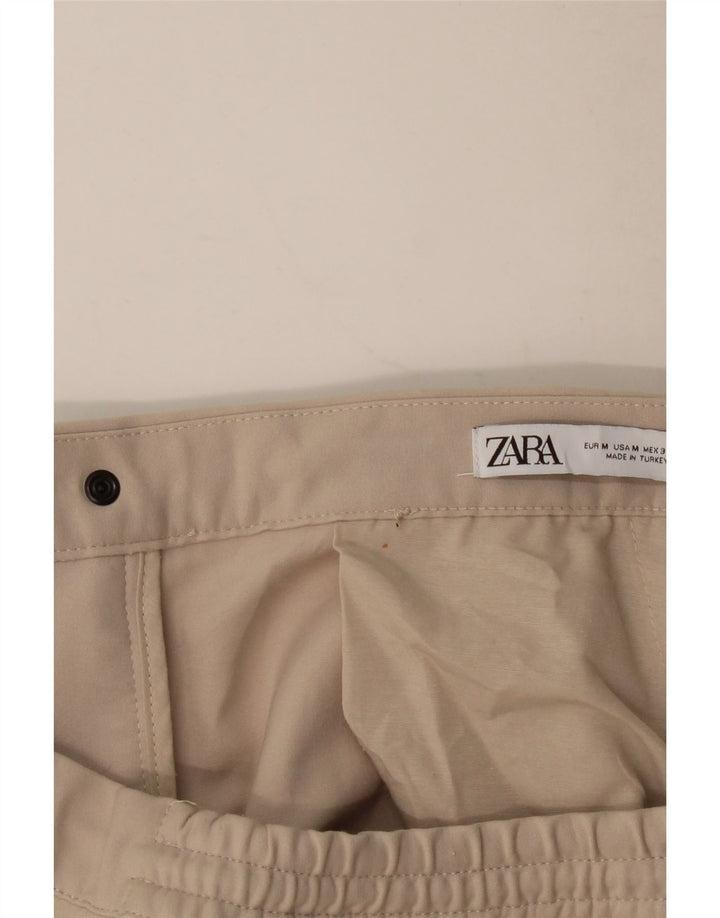ZARA Hombre Joggers Chino Pantalón Mediano W32 L28 Poliéster Beige