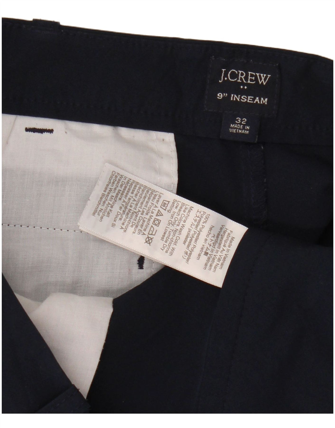 J. Crew Pantalones cortos chinos para hombre W32 Poliéster azul marino medio