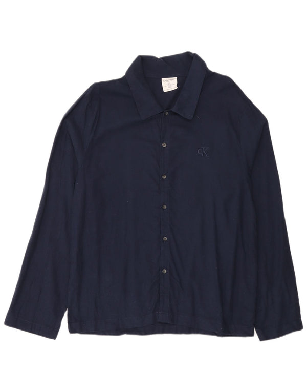 Camisa Calvin Klein Hombre Algodón Azul Marino Mediano