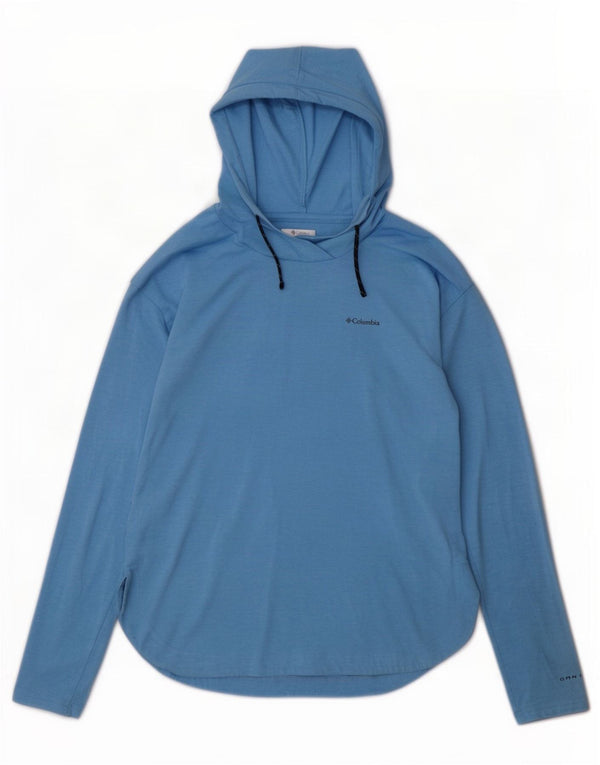 Columbia Mujer Omni-Shade Capucha Top Manga Larga UK 44 Azul Medio