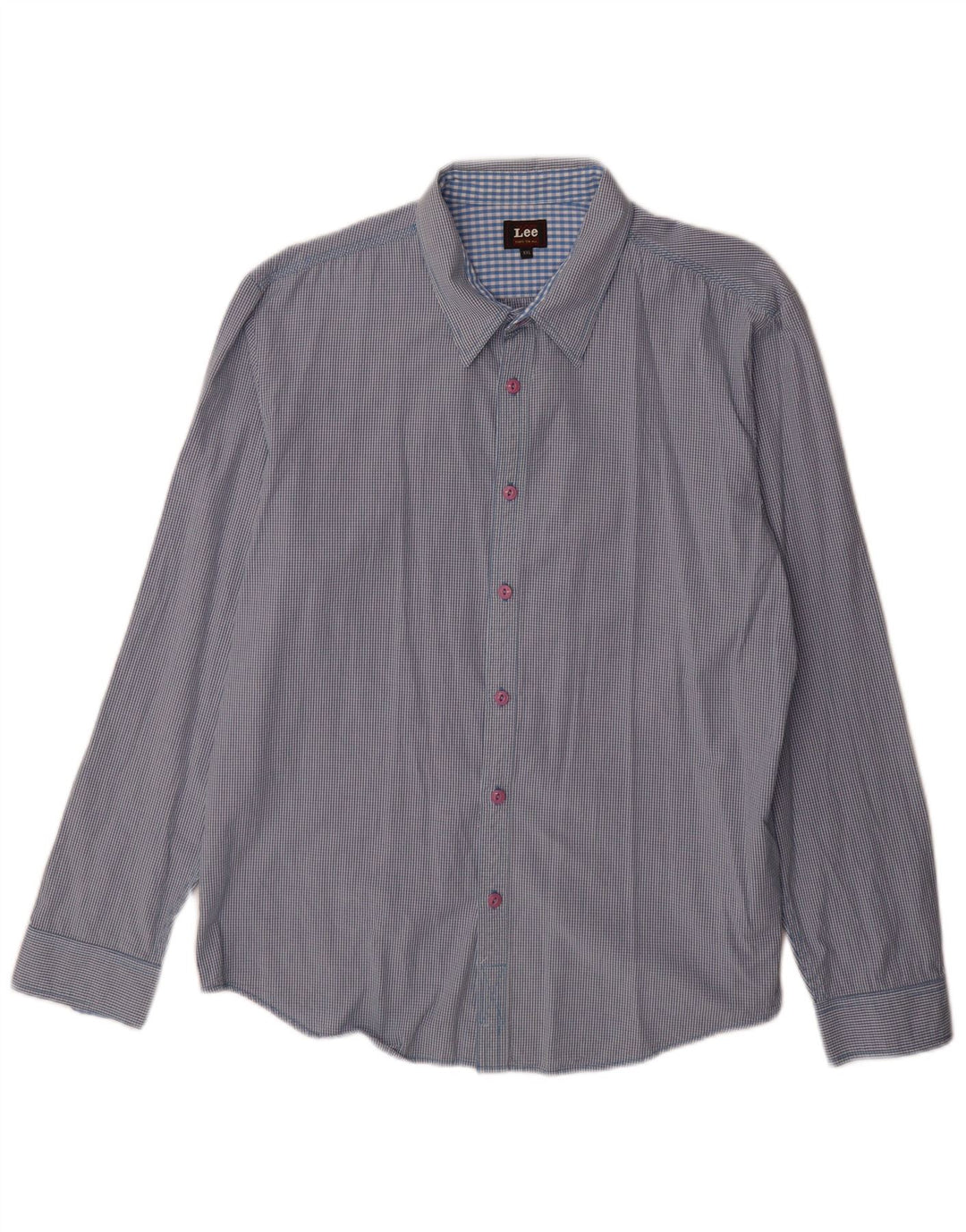 Lee Camisa para hombre 2XL Algodón a cuadros azul