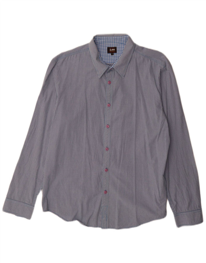 Lee Camisa para hombre 2XL Algodón a cuadros azul