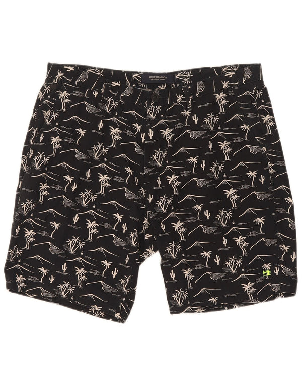 Scotch & Soda Pantalones cortos chinos con estampado abstracto para hombre W32 Medium Black Hawaiian
