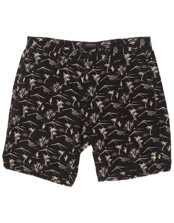 Scotch & Soda Pantalones cortos chinos con estampado abstracto para hombre W32 Medium Black Hawaiian