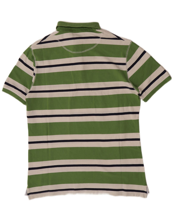 Conte of Florence Polo de corte regular para hombre de algodón a rayas verde medio
