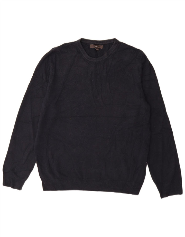 Marks & Spencer - Jersey de cuello redondo para hombre, talla grande, acrílico azul marino