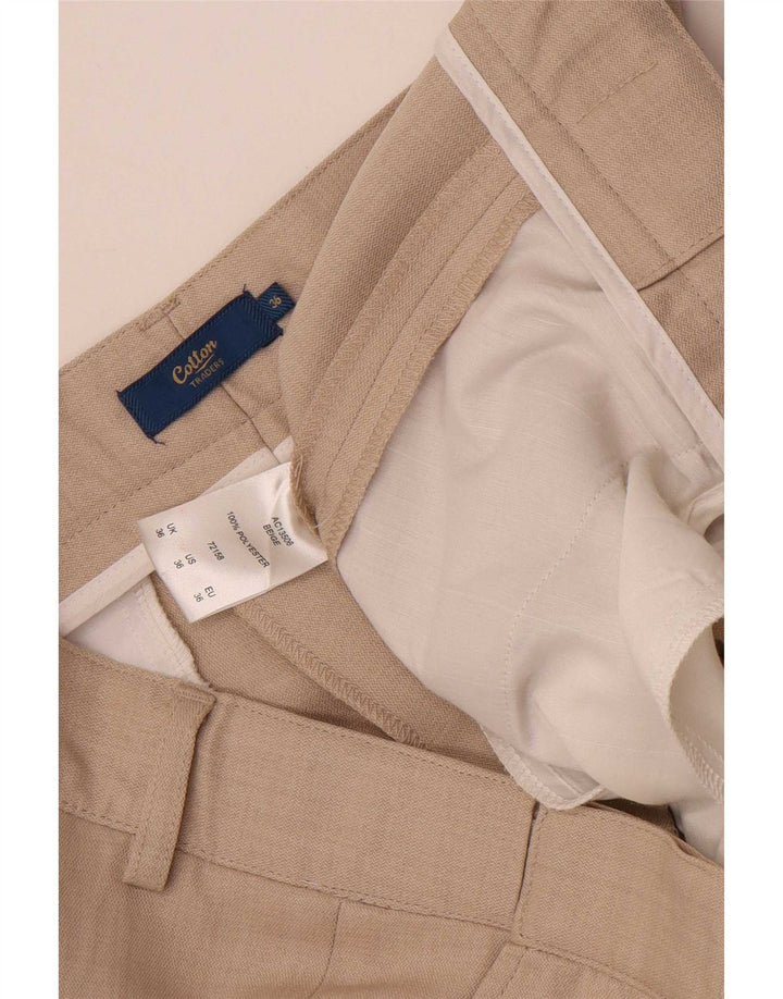 Cotton Traders Pantalón de traje recto para hombre W36 L28 Poliéster beige