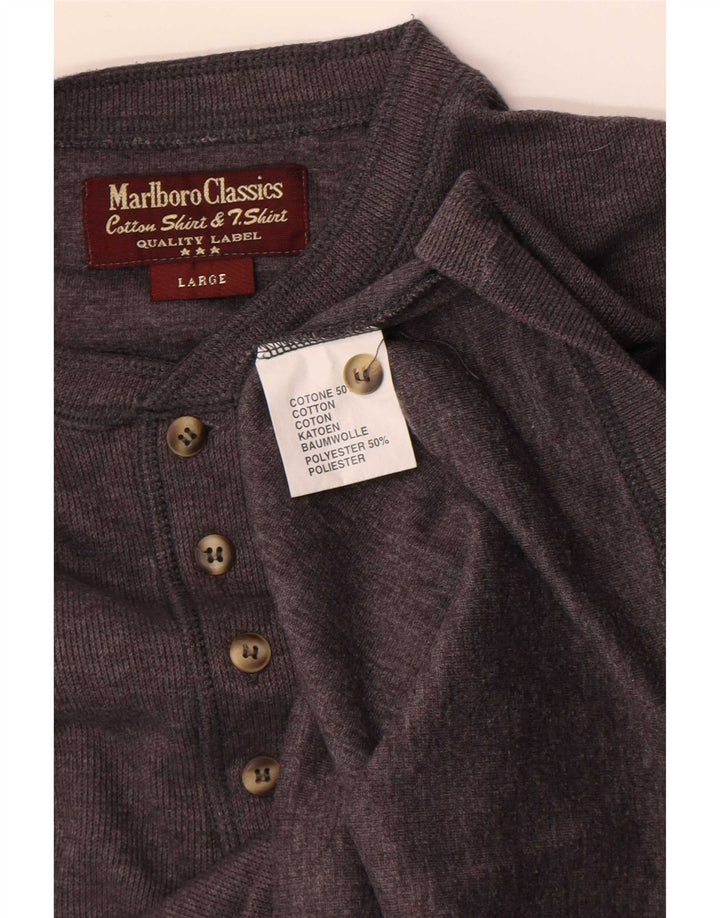 Marlboro Classics Top para hombre de manga larga de algodón gris grande