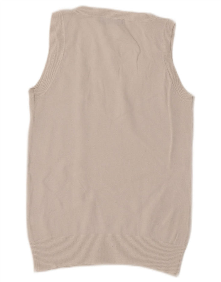 Zara Mujer Chaleco Tank Top UK 12 Medium Blanco Algodón