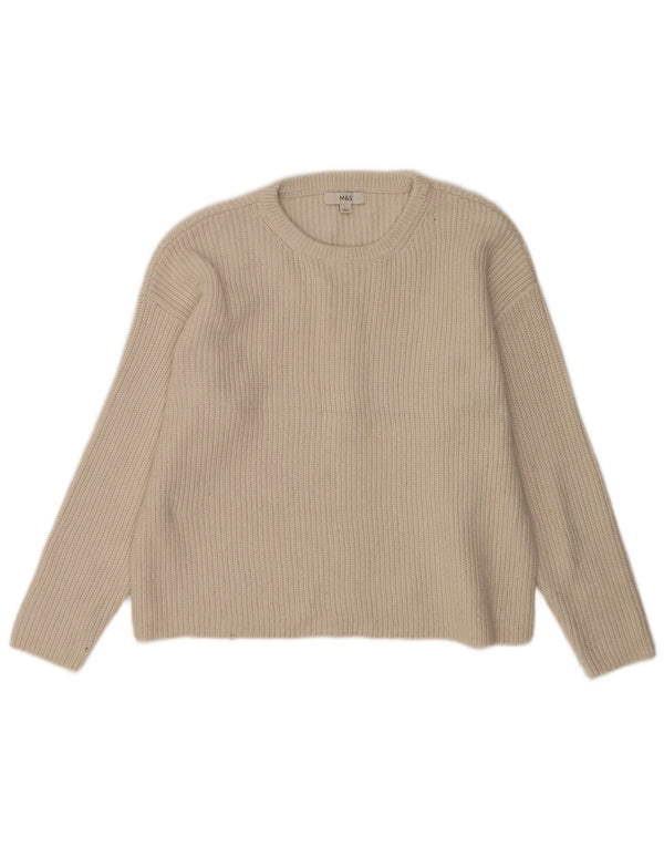 Marks & Spencer Suéter de cuello redondo para mujer UK 46 Large Off White
