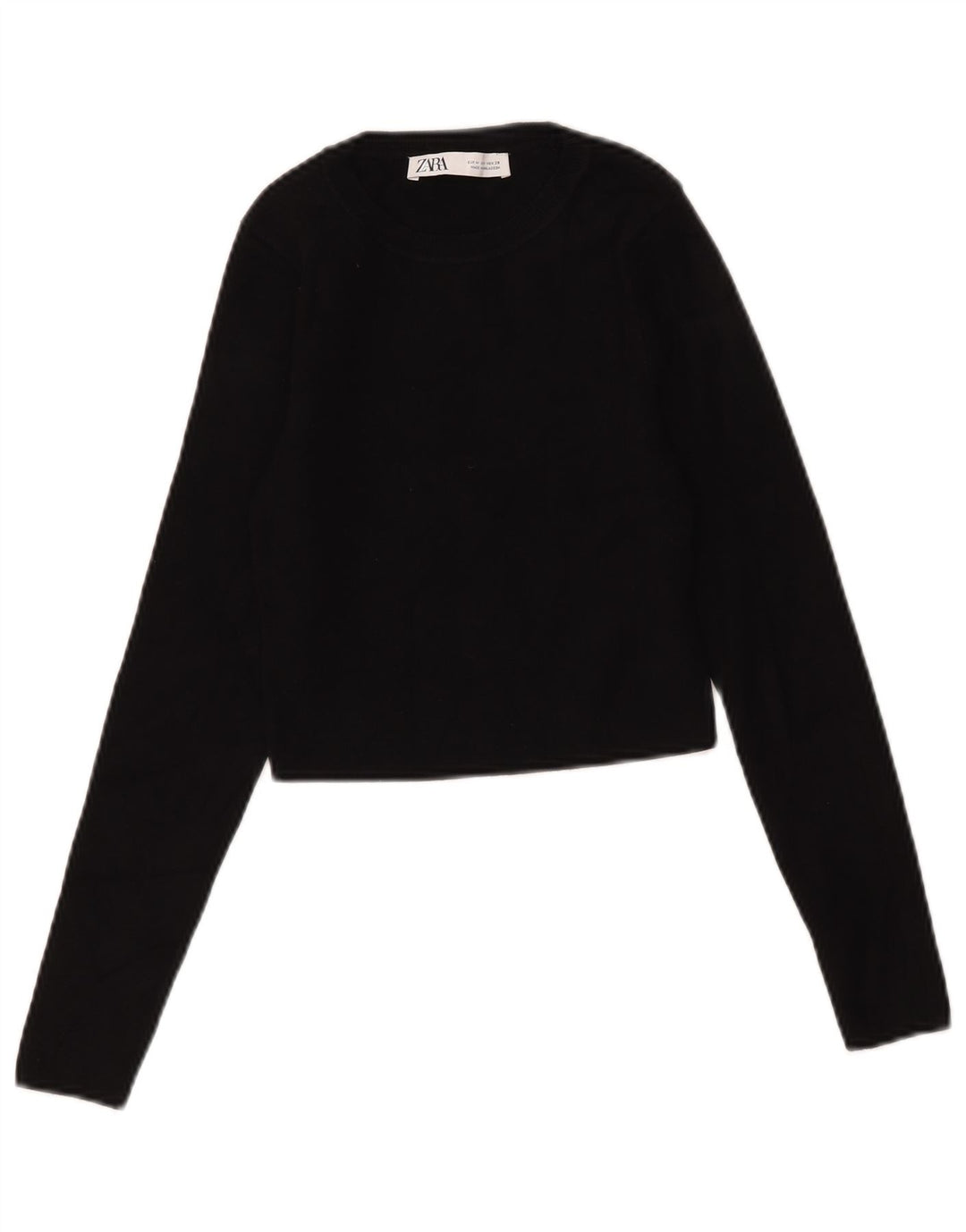 Zara Mujer Crop Top Manga Larga UK 42 Medium Negro