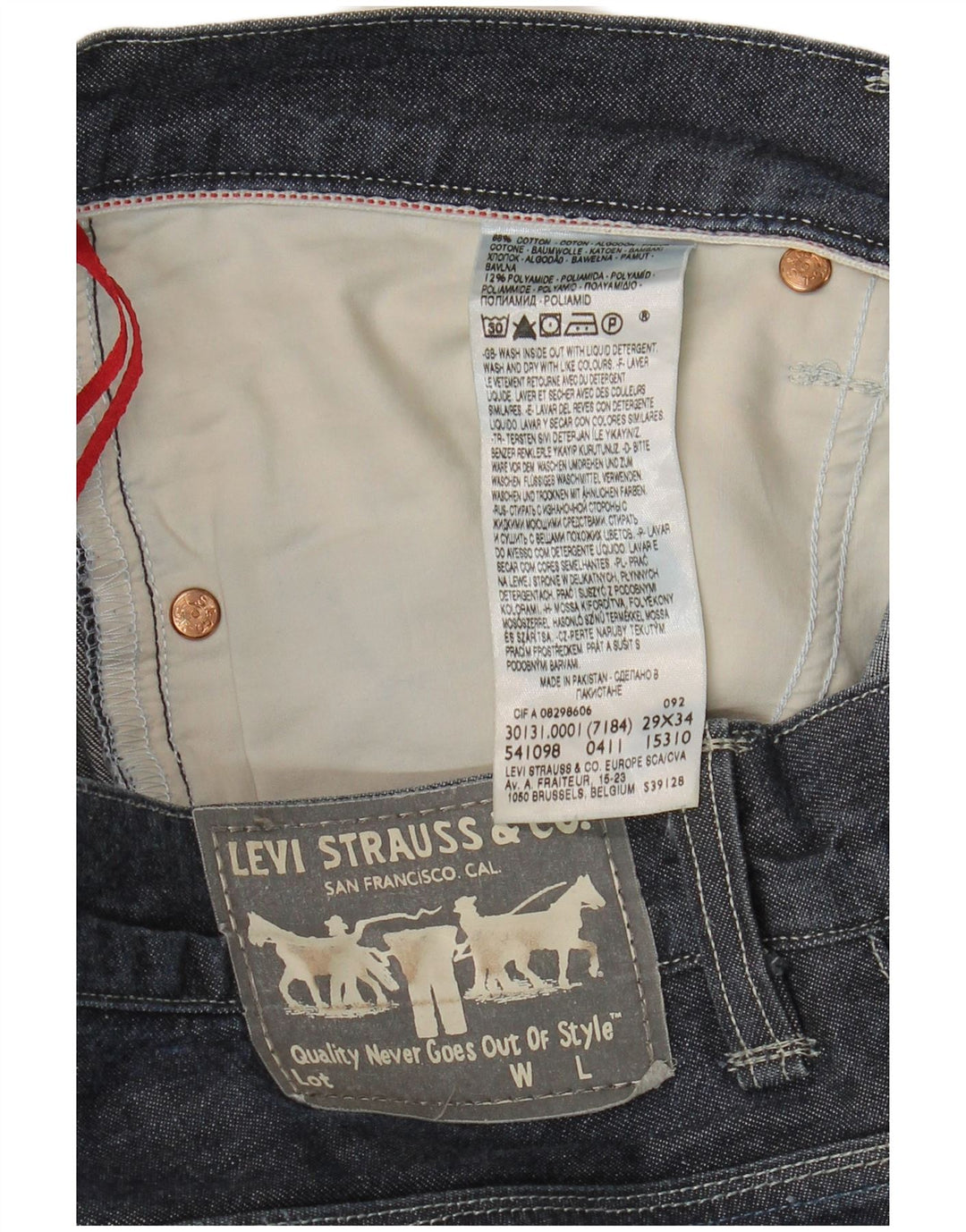 Vaqueros rectos Levi's para hombre W29 L34 Algodón azul marino