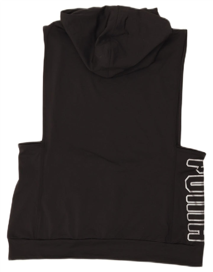PUMA Jersey con capucha sin mangas gráfico para mujer UK 12 Mediano Negro Poliéster