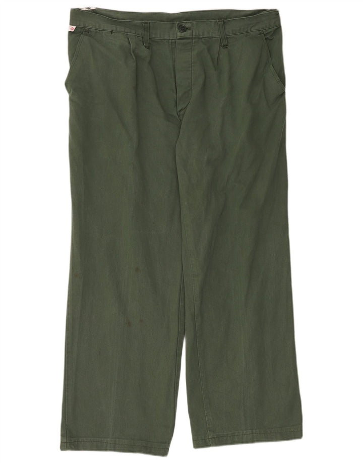 VINTAGE Pantalón chino recto para hombre W38 L30 Verde