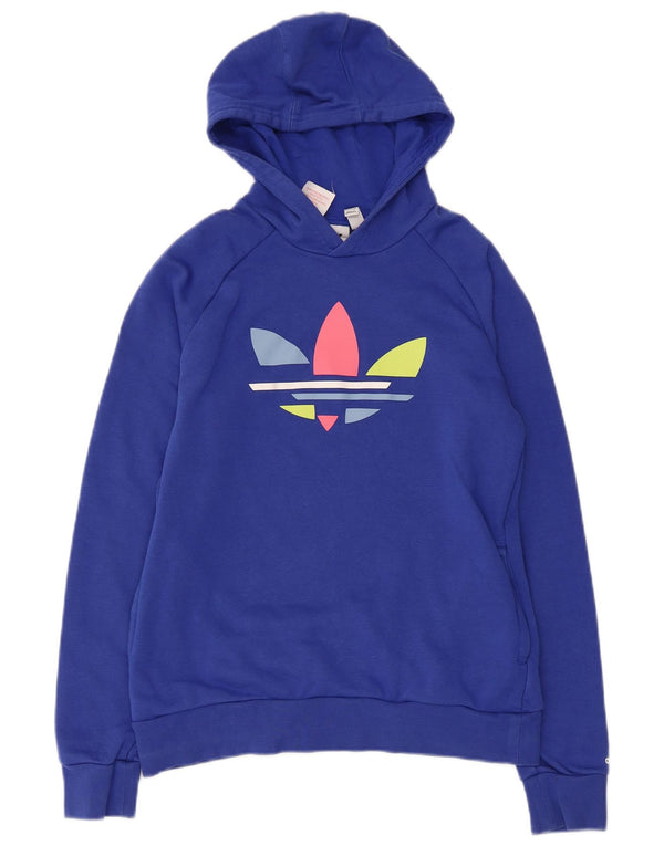 Adidas - Sudadera con capucha para niña, diseño gráfico, 13-14 años, algodón azul
