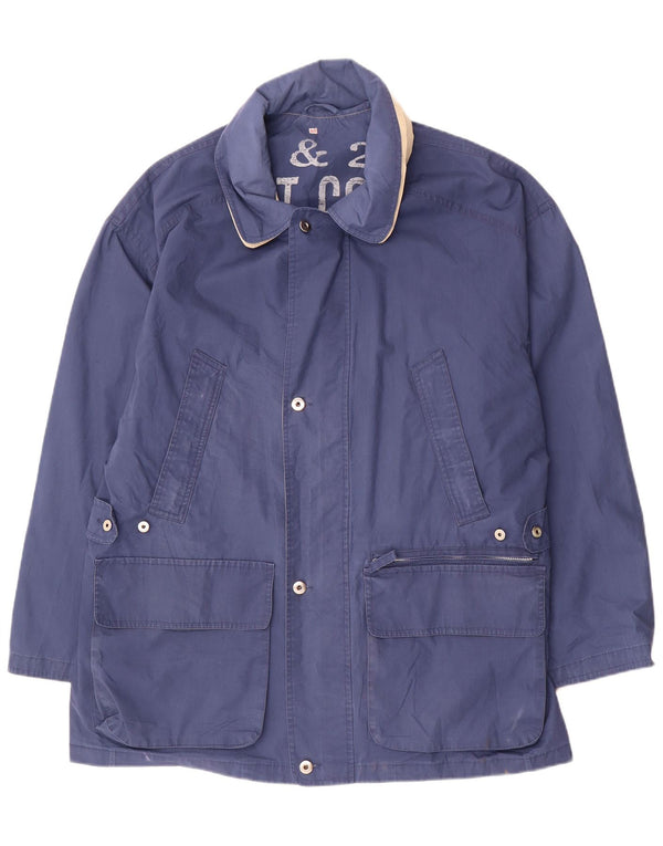 Chaqueta utilitaria vintage para hombre Reino Unido 42 XL Poliéster azul marino