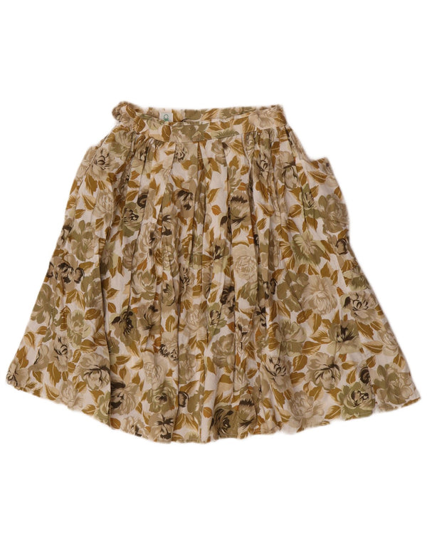 Benetton Falda Plisada De Talle Alto IT 42 Medium W26 Beige Floral